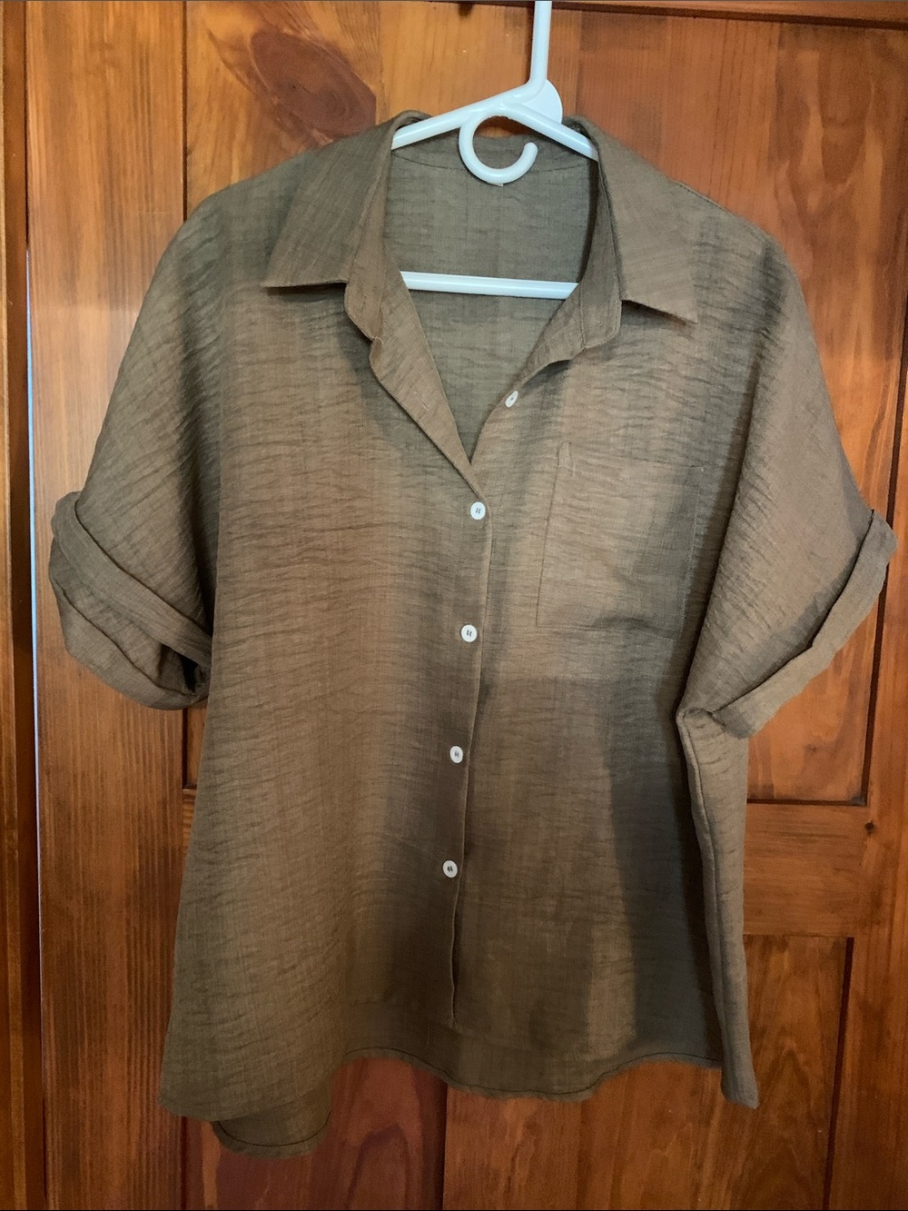 Woman Dark Taupe Short Sleeve Top